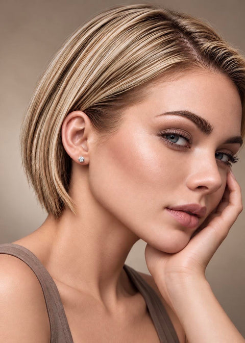 ER002W B.Tiff .05ct Pavé Solitaire Stud Earrings