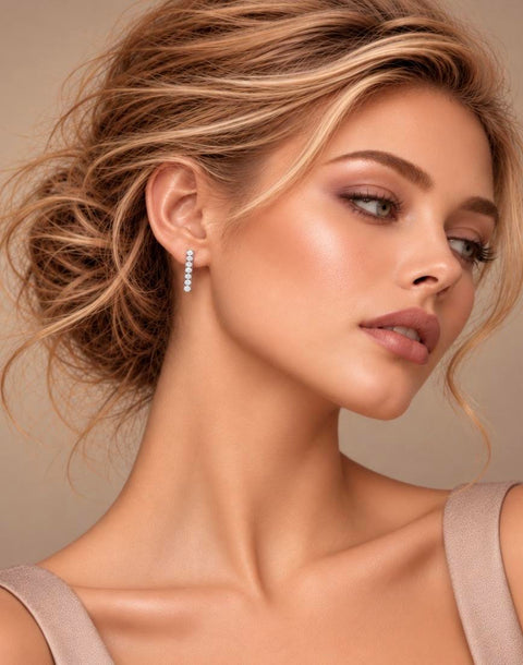 ER107W B.Tiff 9-Stone Short Bar Earrings