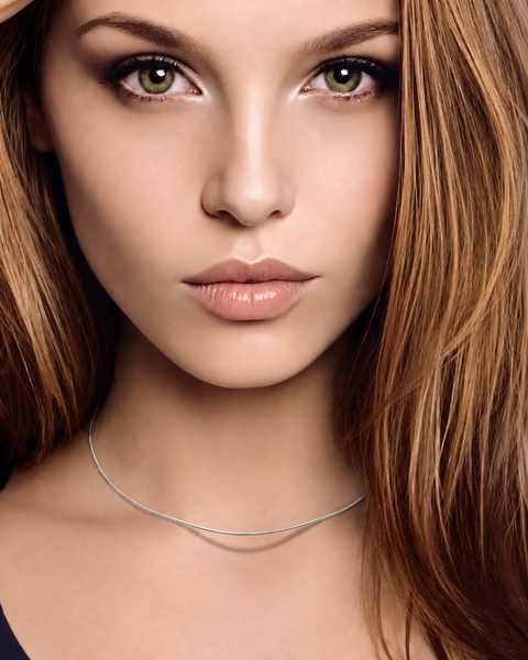 C015W Structured Wire Choker Chain Necklace/ 1.2mm (An exclusive clasp design)