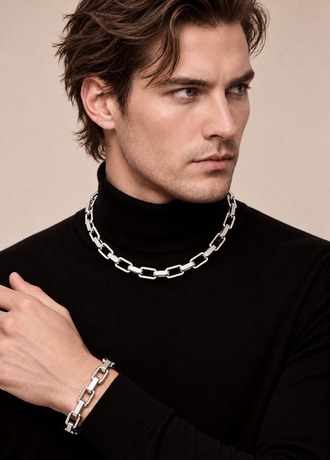BG001W B.Tiff High Polish Edge Paperclip Link Bracelet