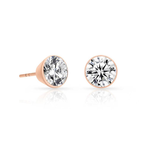 ER201RG B.Tiff Rose Gold 2 ct Solitaire Stud Earrings
