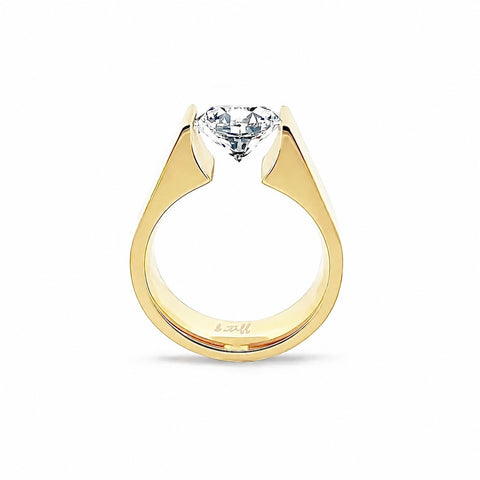 RG093MG B.Tiff 2 ct Moissanite Round Gold Solitaire Engagement Ring