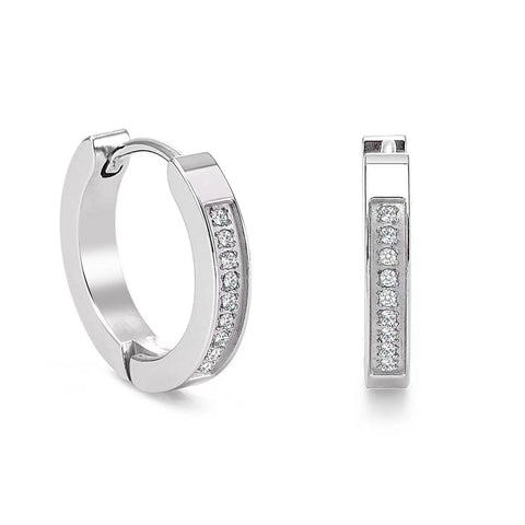 ER305W B.Tiff Pavé 18-Stone Hoop Earrings