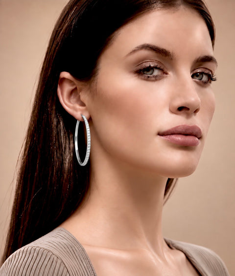 ER322W B.Tiff Pavé 146-Stone Big Hoop Earrings