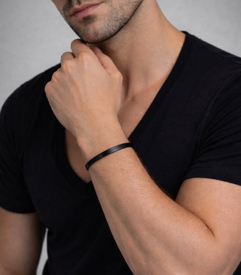 BG300B B.Tiff Simplicity Narrow Matte Black Bangle Bracelet