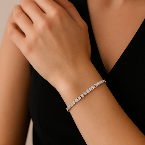 BG404W B.Tiff Princess Cut Tennis Bracelet