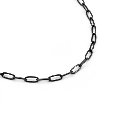 C400B B.Tiff Black 2 Clasps 32" Oval Paperclip Link Chain Necklace