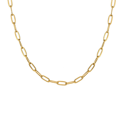 C400G B.Tiff Gold 2 Clasps Oval Paperclip Link Chain Necklace