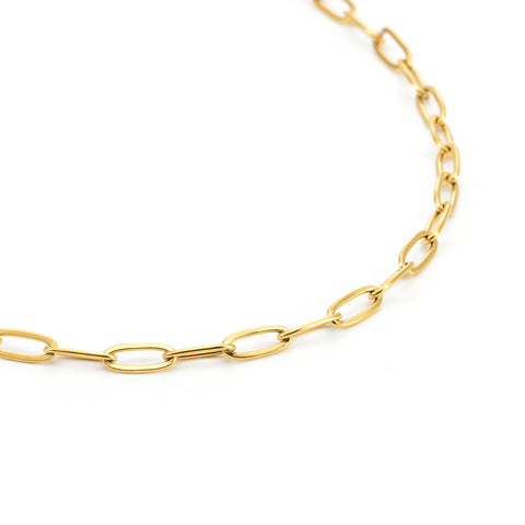 C400G B.Tiff Gold 32" Oval Paperclip Link Chain Necklace