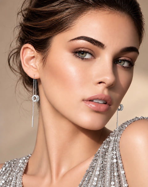 ER228W B.Tiff Thread Dangling Pavé Circle Earrings