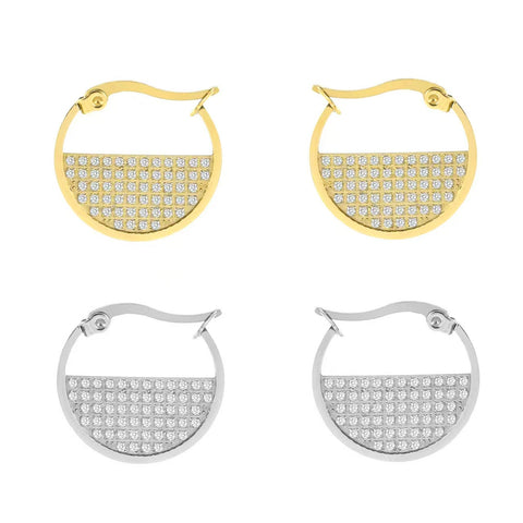 ER500G B.Tiff Gold Pavé Lune Earrings