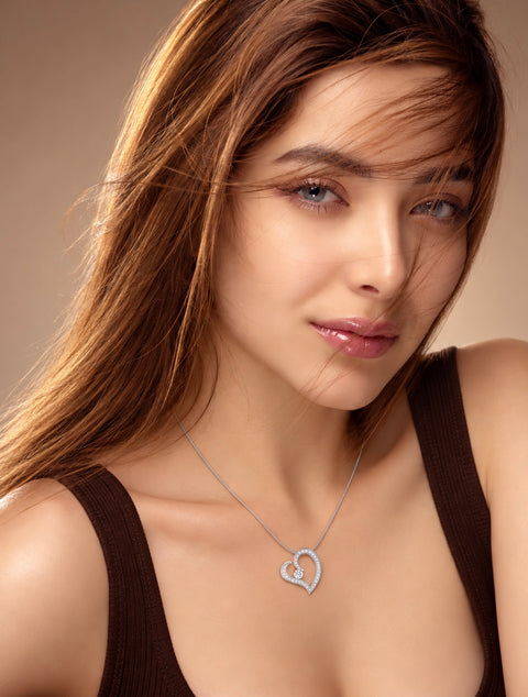 PT092W B.Tiff Pavé Heart Pendant