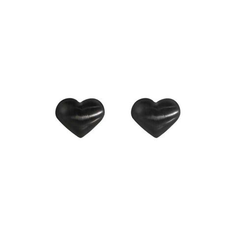 ER005B B.Tiff Black Heart Stud Earrings