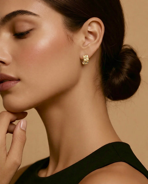 ER104G B.Tiff Gold Pavé Trellis Earrings