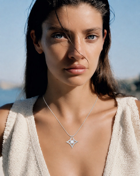 PT124W B.Tiff Natal 1 ct Princess Cut Tension Pendant Necklace