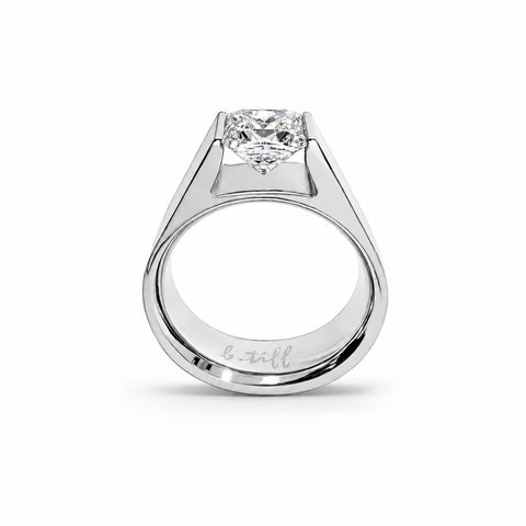 RG097W B.Tiff Tension 1 ct Princess Cut Tall Solitaire Ring
