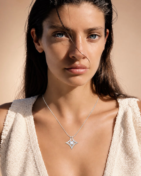 PT124W B.Tiff Natal 1 ct Princess Cut Tension Pendant Necklace