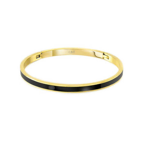 BG301GB B.Tiff "The Hamptons" Black Enamel Gold Bangle Bracelet