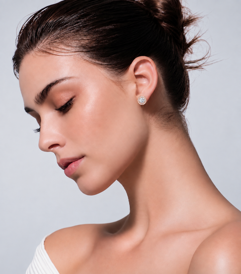 ER125RG B.Tiff Rose Gold Pavé 1 ct Aŭreolo Earrings