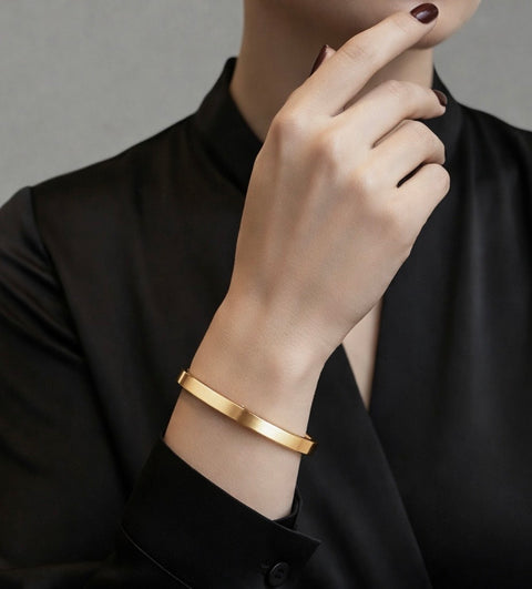 BG300G B.Tiff Simplicity Narrow Matte Gold Bangle Bracelet