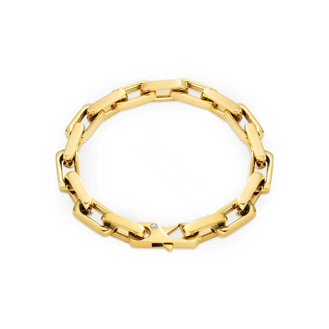 BG001G B.Tiff Gold High Polish Edge Paperclip Link Bracelet