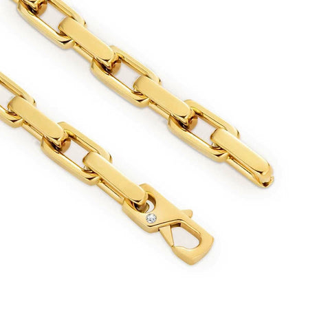 C010G B.Tiff Gold High Polish Edge Paperclip Link Necklace