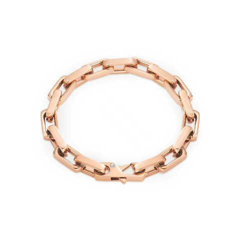 BG001RG B.Tiff Rose Gold High Polish Edge Paperclip Link Bracelet