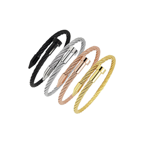BG004G B.Tiff Gold Pointe Cable Bangle Bracelet
