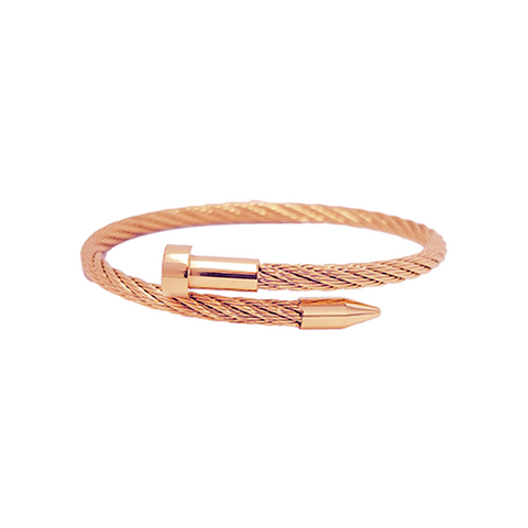 BG004RG B.Tiff Rose Gold Pointe Cable Bangle Bracelet