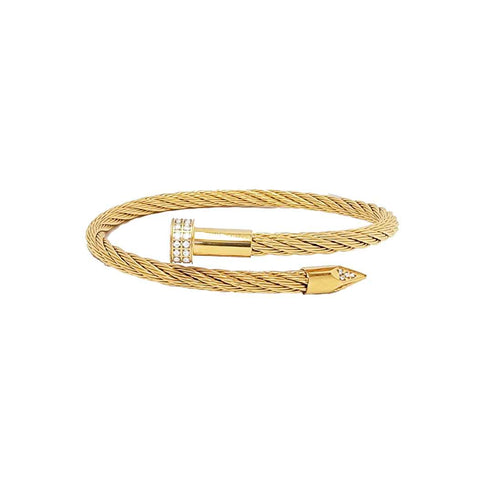 BG005G B.Tiff Gold Pavé Pointe Cable Bangle Bracelet
