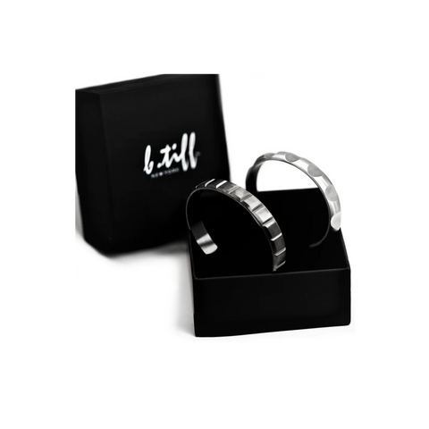 BG109W B.Tiff Simplicity Circle Indent Adjustable Bangle Cuff