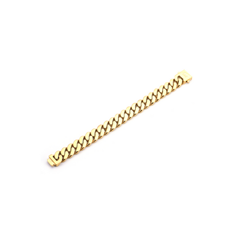 BG160G B.Tiff High Polish 16mm Gold Flat Cuban Link Bracelet