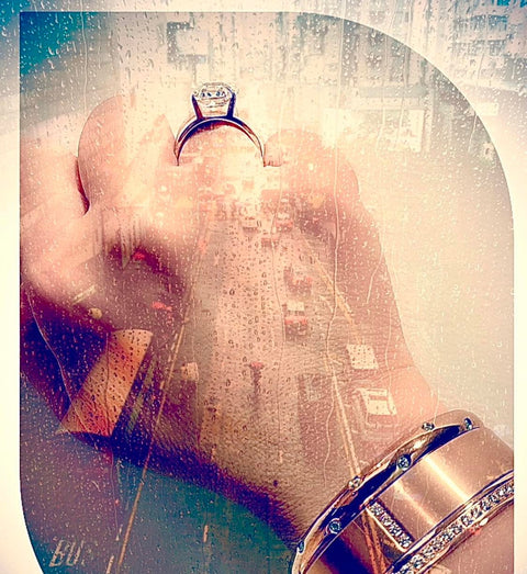 BG223RG B.Tiff 4-Stone Matte Rose Gold Wide Bangle Bracelet