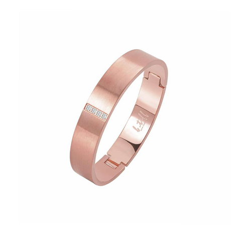 BG223RG B.Tiff 4-Stone Matte Rose Gold Wide Bangle Bracelet