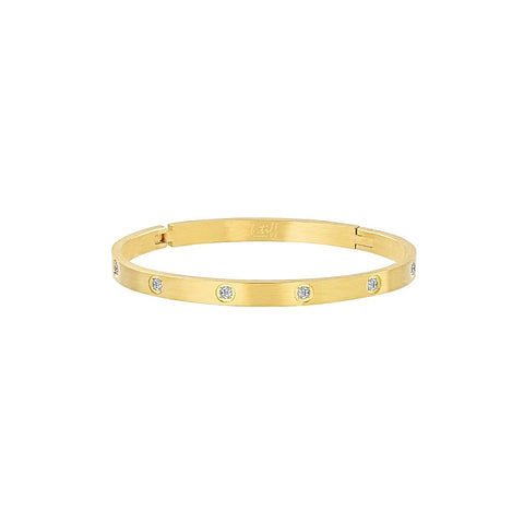 BG308G B.Tiff 8-Stone Matte Gold Bangle Bracelet