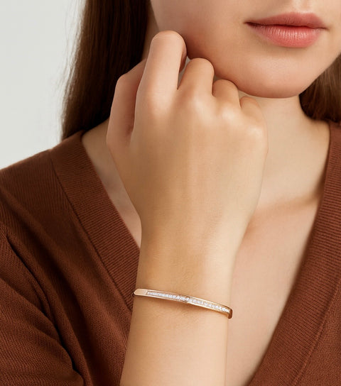 BG333RG B.Tiff Rose Gold Eternity 25 Bangle Bracelet