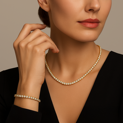 C103G B.Tiff 3mm Gold Tennis Necklace