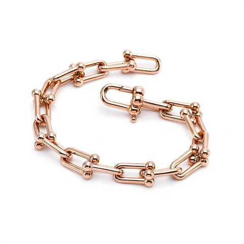 BG525RG B.Tiff Horseshoe Link Rose Gold Chain Bracelet