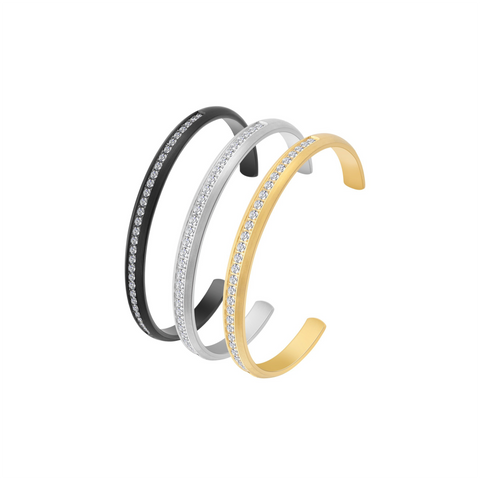 BG630B B.Tiff Black Eternity 30 Adjustable Bangle Cuff