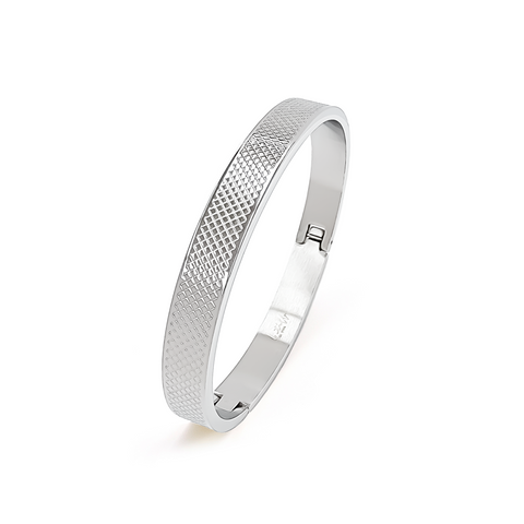 BG800W B.Tiff Simplicity Cross Hatch Bangle Bracelet