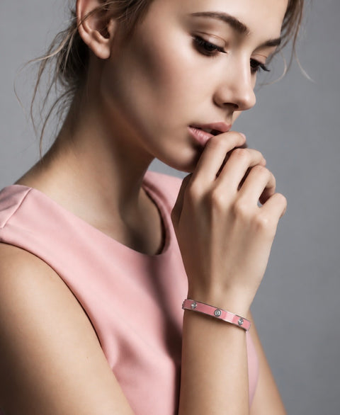 BG808EPW B.Tiff 8-Stone BARBIE Pink Enameled Bangle Bracelet