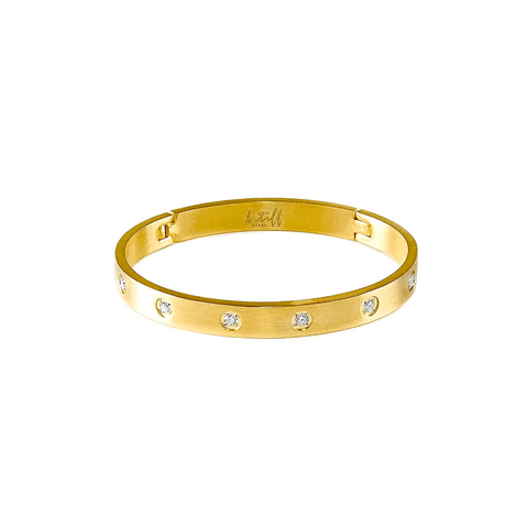 BG808G B.Tiff 8-Stone Bold Gold Bangle Bracelet