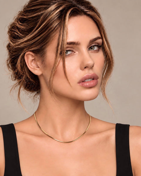 C001G B.Tiff Gold Octagonal Herringbone Chain Necklace/ 1.5mm(An exclusive clasp design)