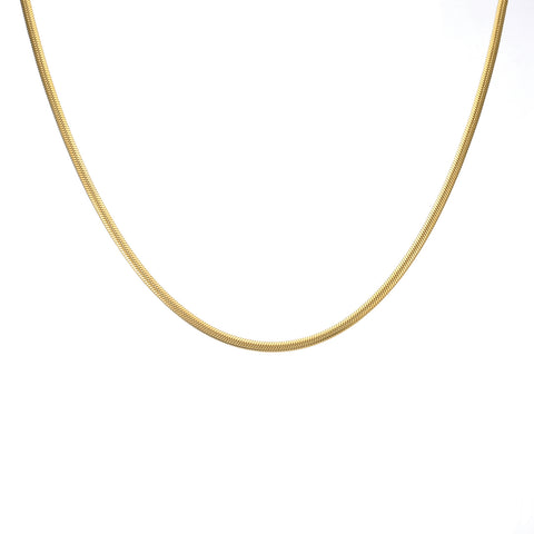 C002G B.Tiff 2mm Herringbone Gold Plated Chain Necklace