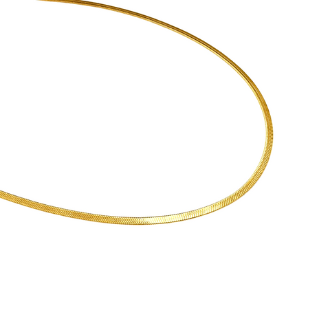 C002G B.Tiff 2mm Herringbone Gold Plated Chain Necklace