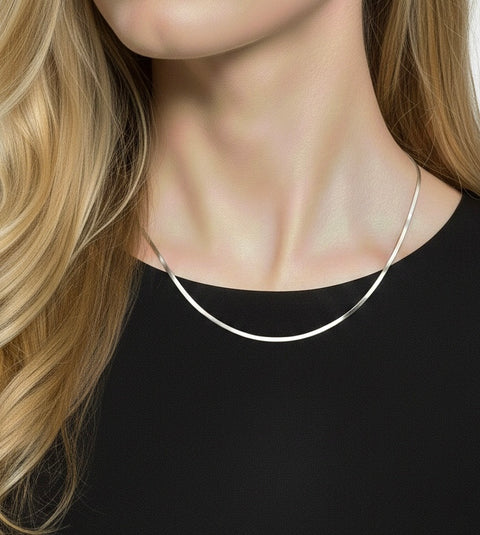C002W B.Tiff 2mm Herringbone Chain Necklace