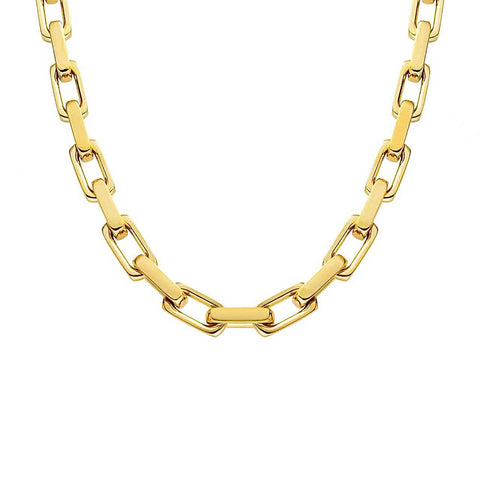 C010G B.Tiff Gold High Polish Edge Paperclip Link Necklace