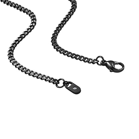 Clasp paved with diamond of the B.Tiff C012B black anodized titanium plated curb link chain necklace