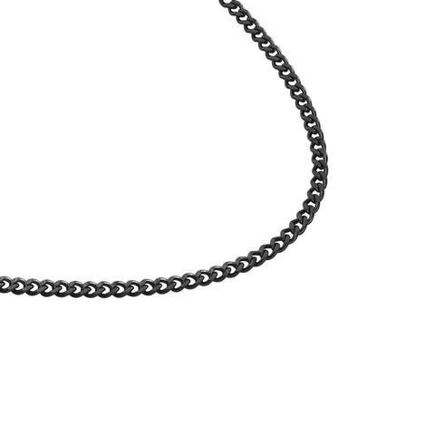 Close up of the B.Tiff C012B black anodized titanium plated 3mm curb link chain necklace