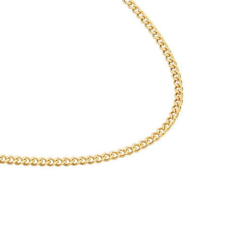 A B.Tiff C012G 3mm 18K gold plated curb link chain necklace with a lobster clasp surgical stainless steel